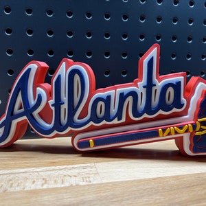 Atlanta Braves Logo Type Monogram & tomahawk MLB Baseball Die-Cut Round  STICKER 