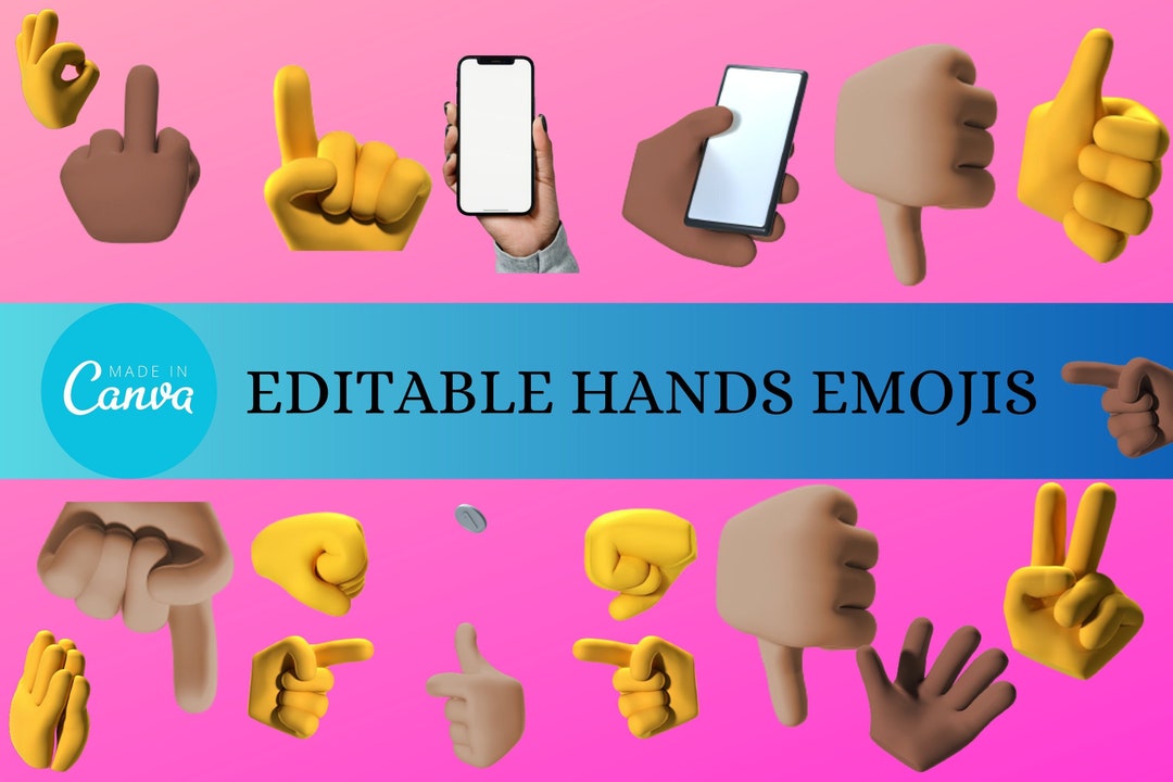 Hands Signs Emojis New & Latest Canva Editable Hand Emojis Etsy