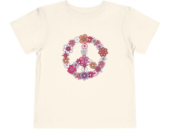Floral Peace Sign Toddler Tee | Flower Hippie Kids Shirt