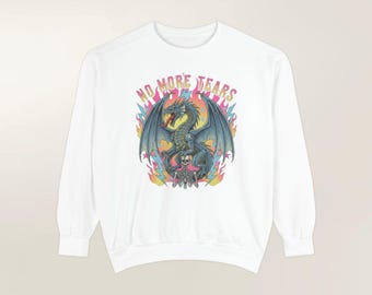 Heavy Metal Graphic Sweatshirt | Vintage Style Dragon Crewneck | Rock Band Merch