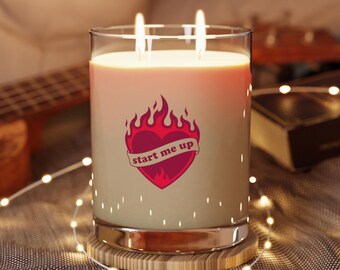 Flaming Heart | Start Me Up | Valentine Candle | 11oz Glass Scented Candle | Romantic Gift
