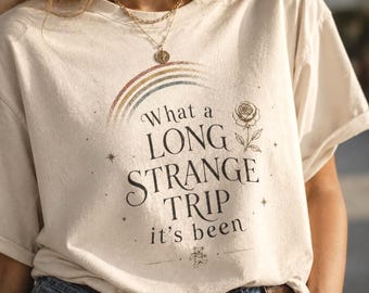 Long Strange Trip Shirt, Grateful Dead inspiriert, Regenbogen Grafik, Vintage Band T-Shirt, Retro Konzert T-Shirt