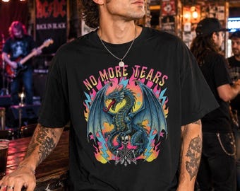 Keine Tränen mehr | Drachen-Grafik-T-Shirt | Flammender Schädel | Vintage Band T-Shirt | Renfaire Hemd | Ozzy Osbourne