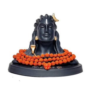 Adiyogi Shiva Statue mit Rudraksha Mala, Schwarz, 1 Stück Idole Dekoratives Prunkstück für Auto Dashboard Idol, Home Dekoration & Geschenk