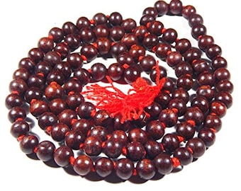 Red Chandan Japa Mala 108+1 Round Beads for Jaaps