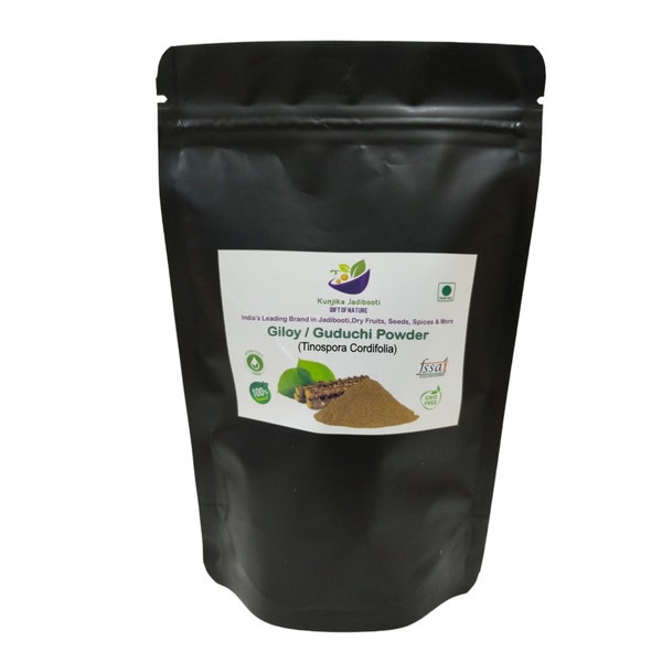 Kunjika Jadibooti Giloy | Guduchi | Stem Powder | Forest Giloy | Gulvel | Tinospora Cordifolia | Guduchi Powder-Ayurvedic Herb, Indian