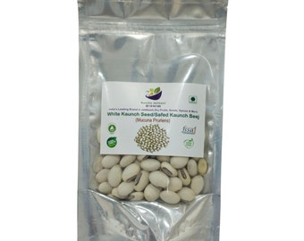 Kunjika Jadibooti White Kaunch beej, Konch Seed, Mucuna Pruriens,  Cowhage- Single Herbs, Ayurvedic , Indian Herbs, Indian Ayurvedic
