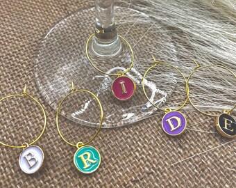 Personalized Wine Glass charms/Bridesmaids favors/gifts Gold Set of 6