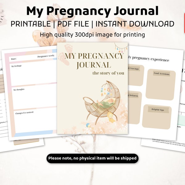 Pregnancy Journal | Printable Journal | Mother-to-be | Prenatal | Antenatal | Baby Journal | Digital Download | Instant Download | PDF