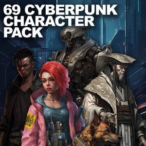 69 Cyberpunk Characters Pack - Commercial Use