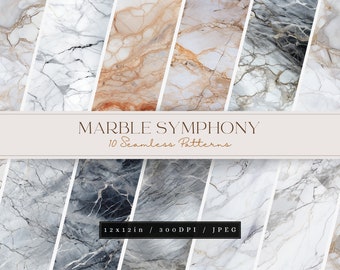 MARBLE Symphony SEAMLESS PATTERNS For Commercial Use - 12in X 12in Digital Paper Design