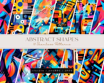 Abstract GEOMETRIC SHAPES PATTERN For Creative Projects - Digital Seamless Papers In Jpg Format