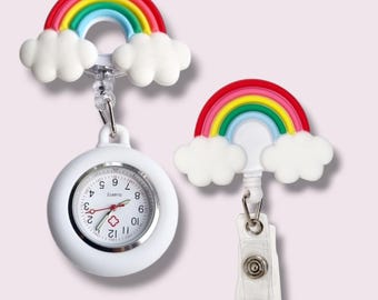 Zestaw zegarka kieszonkowego Rainbow Nurse z identyfikatorem i wysuwanym klipsem na identyfikator