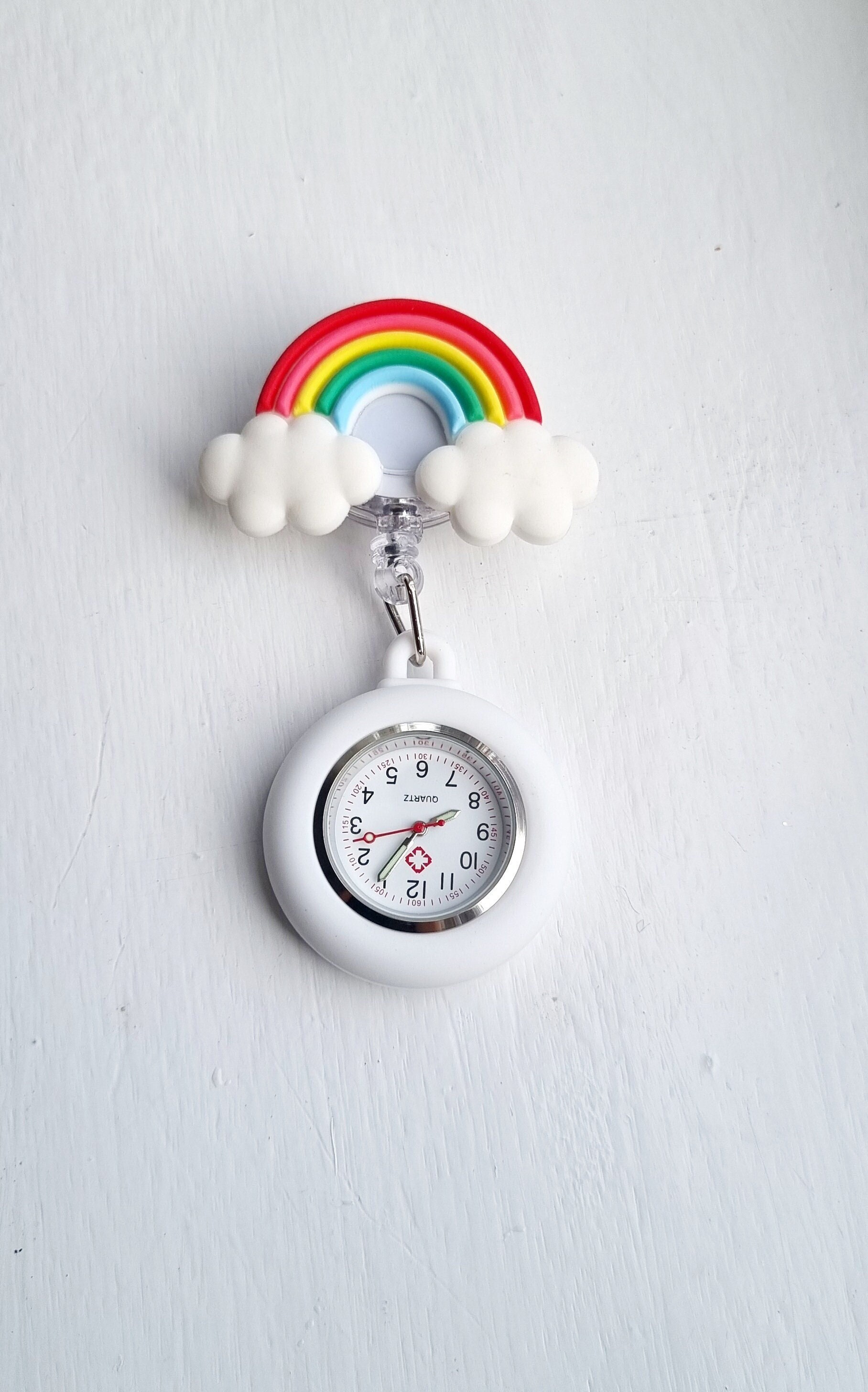 Nurse Fob Watch Colorful Rainbow Retractable Nurse Doctor Hospital Fob Clip Pocket Quartz Watch Condition Etsy UK