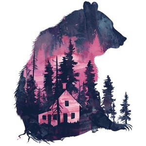 17 mystische Tiersilhouetten-Clipart-Bundle, Doppelbelichtung PNG, ätherische Clip-Art-Sammlung für Sublimationsdesign, DIY Handwerk, Tshirts
