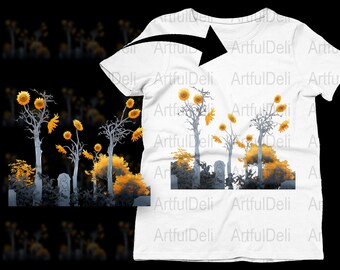 Spooky Sunflower Halloween Clipart: Transparent PNG, Autumn Decoration (Digital Download)