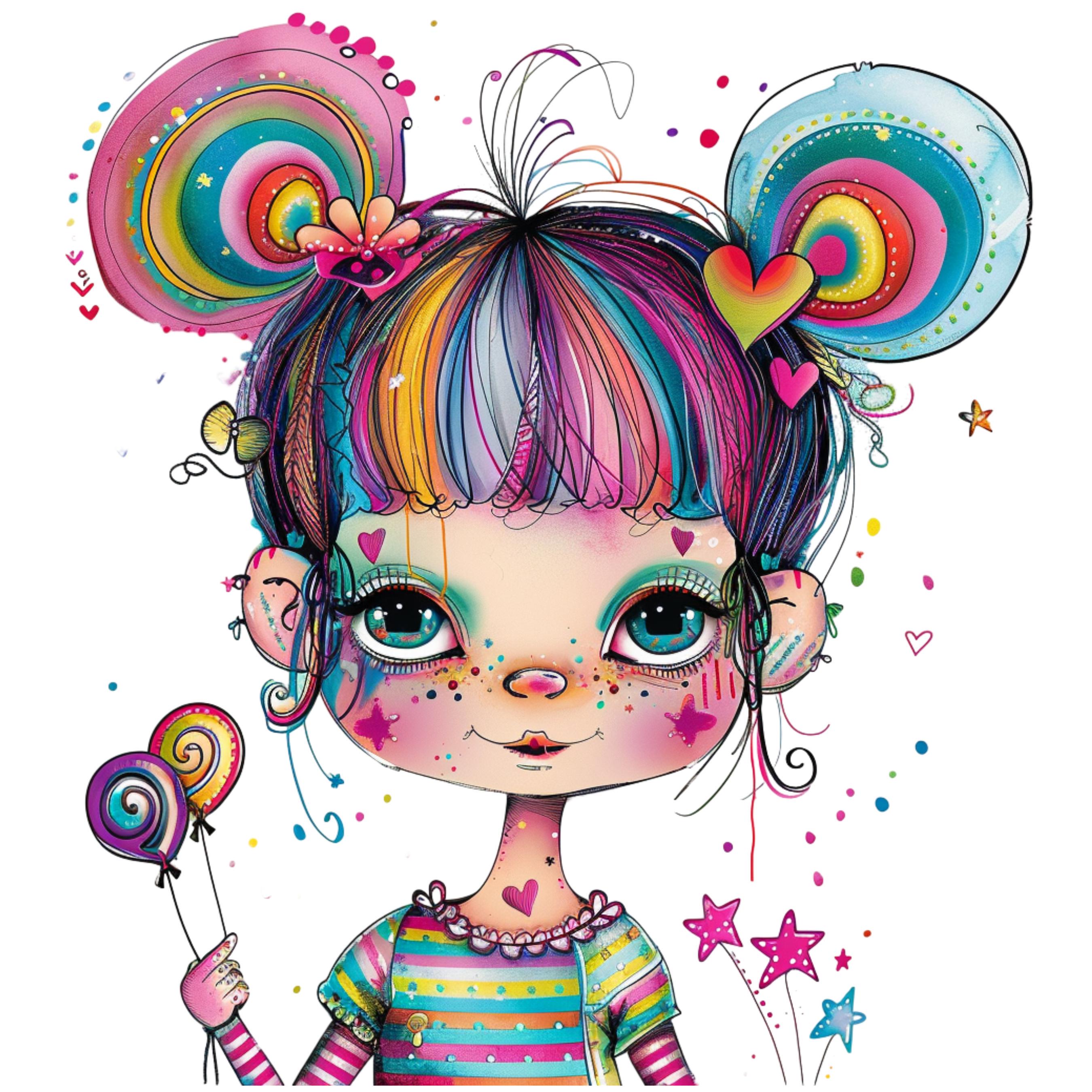 Whimsical Girl Clipart Bundle: Colorful PNG Graphics (digital Download ...