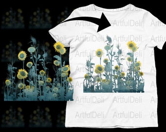 Halloween Sunflower Clipart, Transparent PNG, Commercial Use, Instant Download, Spooky Flower Design, Digital Artwork