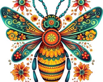 Vibrant Bee Clipart Bundle: Colorful Sublimation PNG (Digital Download)