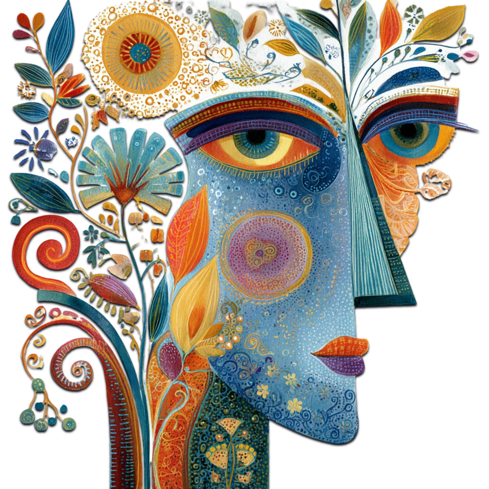 Abstract Faces Clipart Bundle: Colorful Whimsical PNG Images (digital ...