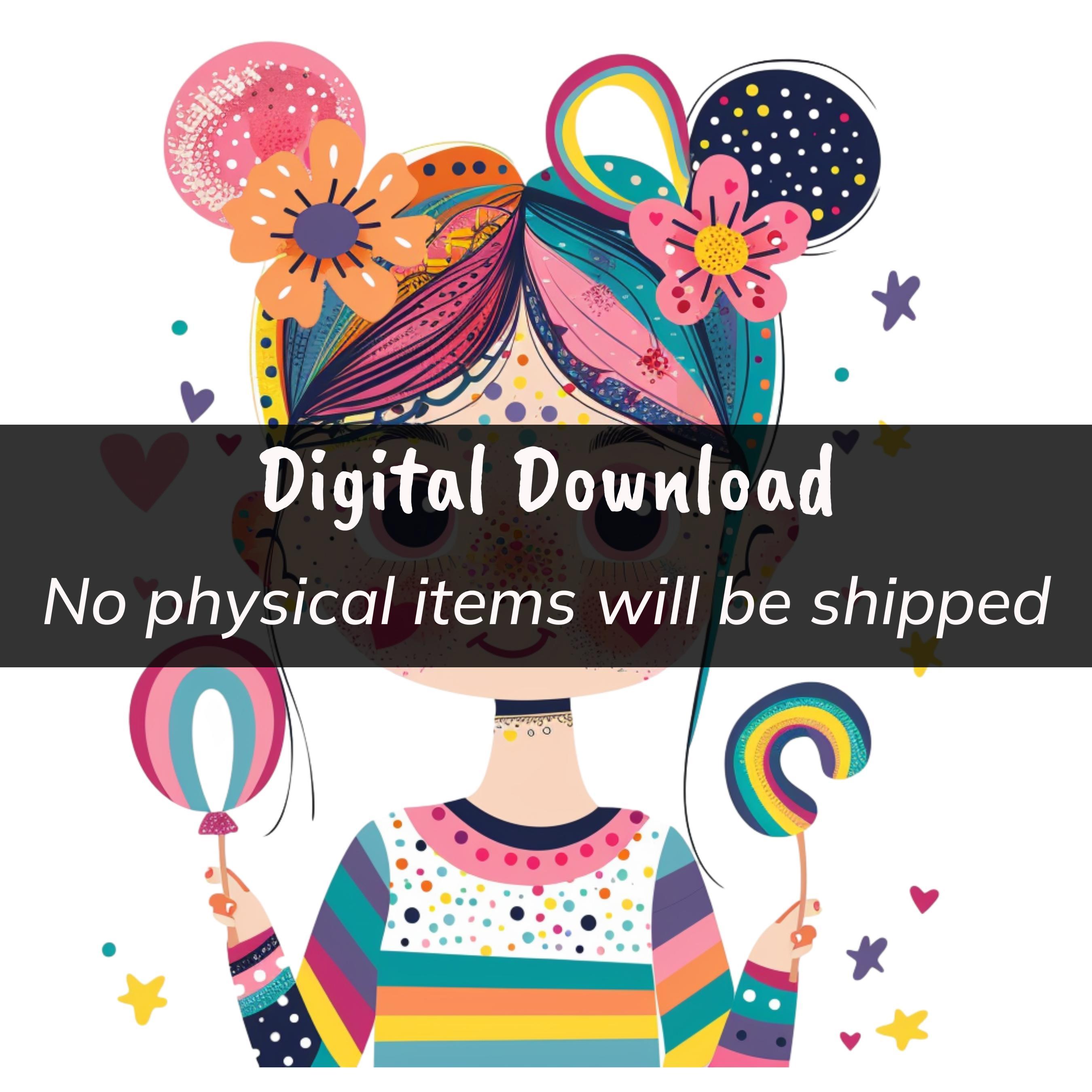 Whimsical Girl Clipart Bundle: Colorful PNG Graphics (digital Download ...