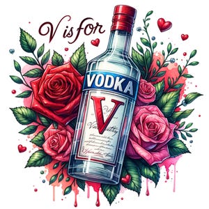V è per Vodka Anti Valentine PNG, 12 Trendy Valentine Png, Divertente design di sublimazione di San Valentino da bere, Divertente Vday png, Popolare trendy png