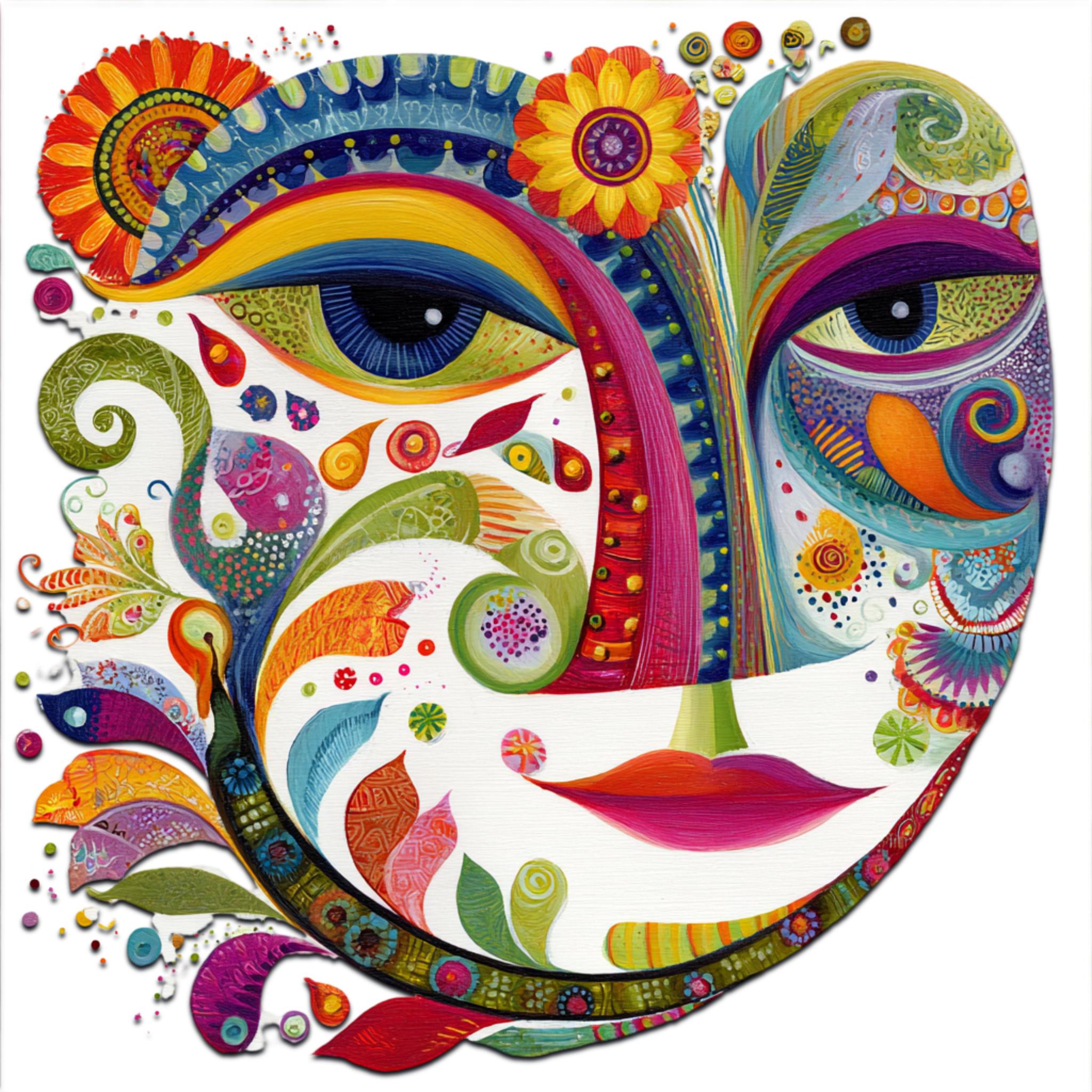 Abstract Faces Clipart Bundle: Colorful Whimsical PNG Images (digital ...