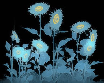 Ghostly Sunflower Clipart: Halloween Floral PNG (Digital Download)