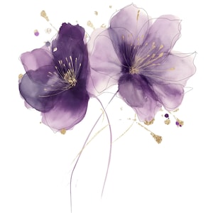 14 Lavender Watercolor Clipart Bundle, Purple Floral Elements, Transparent PNG Digital Download for DIY Crafts & Journals, Printable Art Set