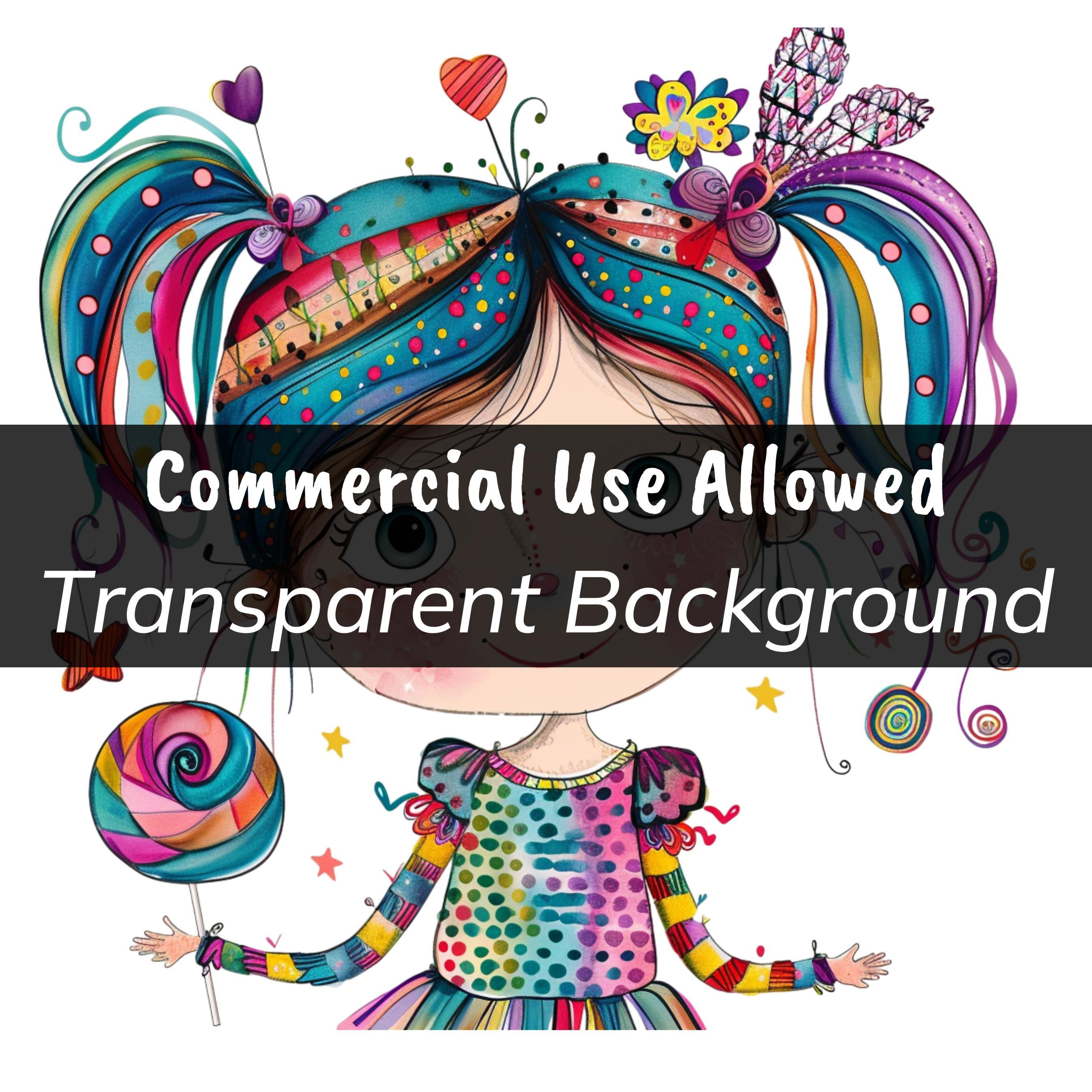 Whimsical Girl Clipart Bundle: Colorful PNG Graphics (digital Download ...