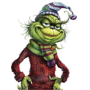 Whimsical Stoner Hippie Grinch Clipart Set - Quirky Digital Art for Sublimation and Instant Download, 13 PNG files