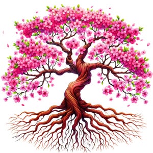 Watercolor Blossom Tree Clipart: Family Tree PNG Bundle (Digital Download)