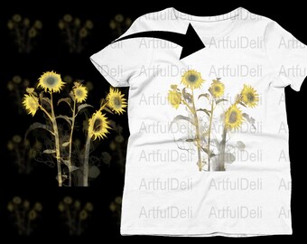 Sunflower Clipart Set: Autumn Floral PNG Prints (Commercial Use)