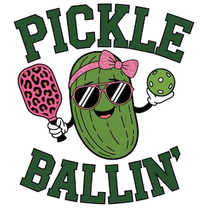 25 Playful Pickle Ballin' Clipart Bundle, Fun Cartoon Pickle Characters for Sports Graphics and Sublimation Designs, DIY Crafts PNG, Cards