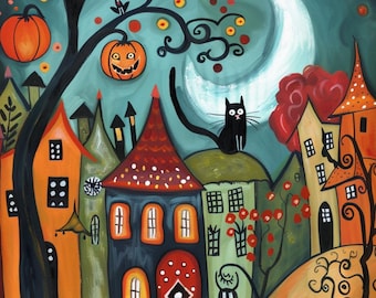 Whimsical Halloween Junk Journal Pages: Spooky Collage Sheet (Digital Download)