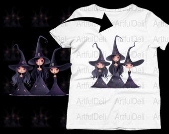 Halloween Witch Clipart, Spooky PNG (Digital Download