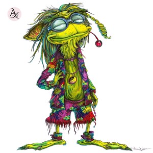 Whimsical Stoner Hippie Grinch Clipart Set - Quirky Digital Art for Sublimation and Instant Download, 13 PNG files