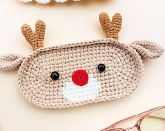 Reindeer Crochet Pattern: Christmas Eyeglass Holder Amigurumi (PDF Download)