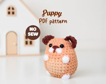 No Sew Puppy Crochet Pattern, Amigurumi Plushie (PDF Download)