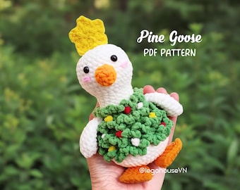 Pine Goose Crochet Pattern, Christmas Amigurumi Goose (PDF)