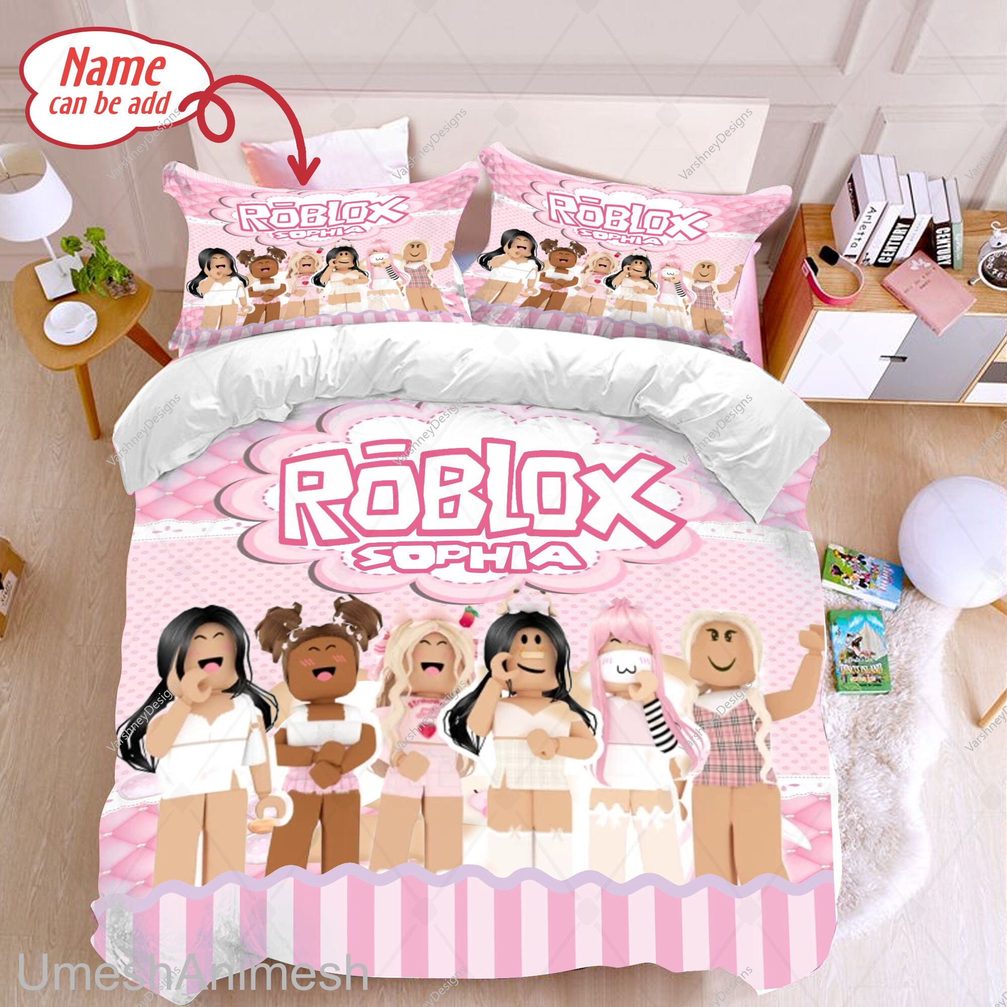 Personalized Roblox Girls Bedding Set Roblox Quilt Blanket Etsy