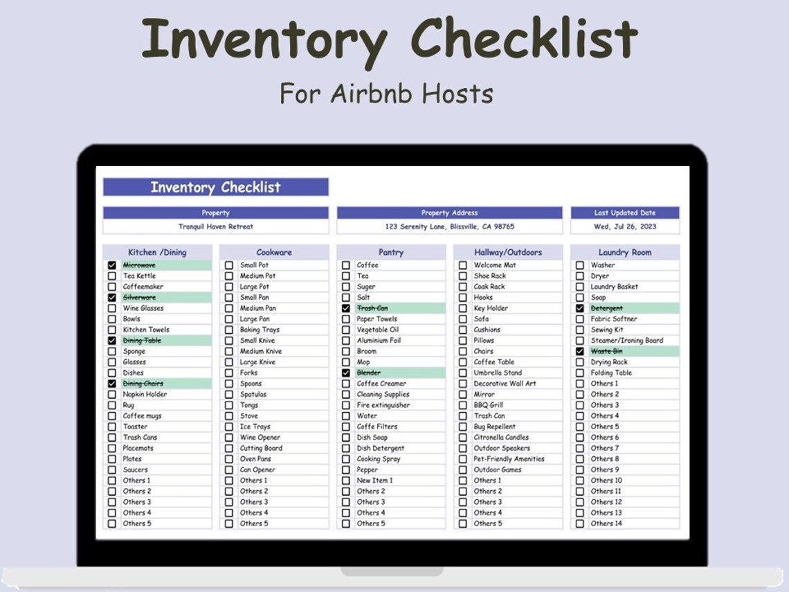 Checklist Inventory Bundle | Rental Property Furniture List | Short ...