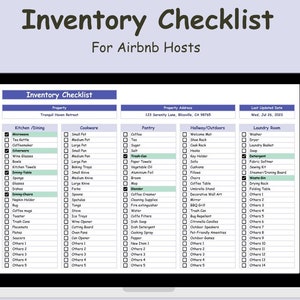 Checklist Inventory Bundle | Rental Property Furniture List | Short Term Rental Airbnb and Vrbo Inventory Checklist Template | Google sheets