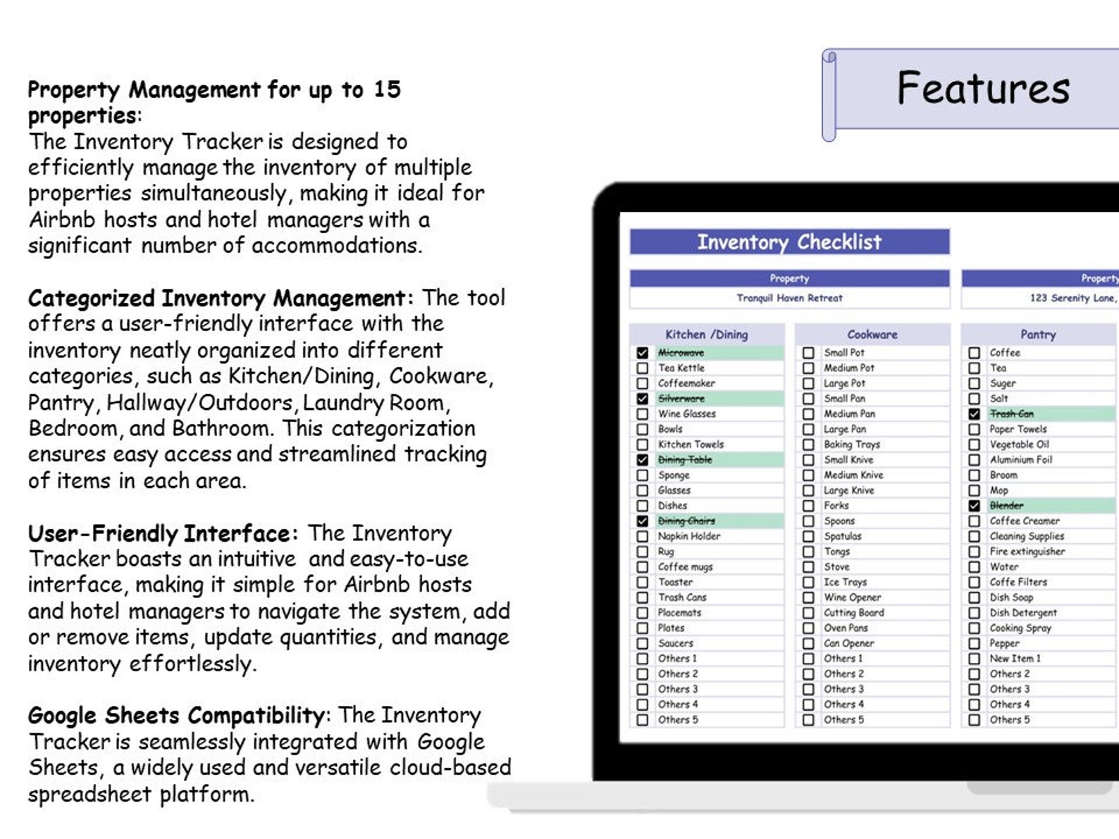 Checklist Inventory Bundle | Rental Property Furniture List | Short ...