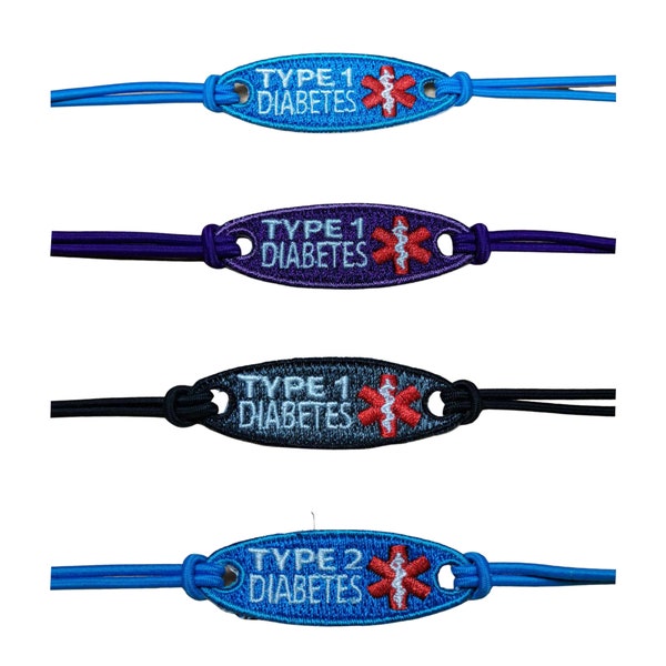 Alert Wristband for Type 1 | Type 2 Diabetes | Adjustable Stretch Fabric | Suitable for Adults & Children