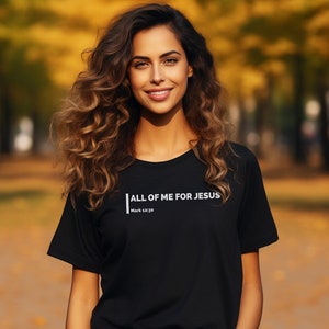 女性向けクリスチャングッズ | All of me for Jesus Tシャツ | クリスチャンギフト | コットンベーシックTシャツ | クリスチャン服