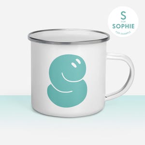 Taza personalizada esmaltada turquesa - Letra monstruo - Taza resistente perfecta para Van Life Adventure Road Trip
