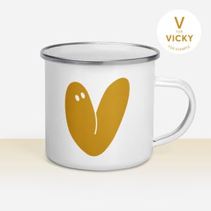 Taza Personalizada Esmalte Ocre - Carta Monstruo - Taza robusta perfecta para viajes por carretera de aventura en acampada
