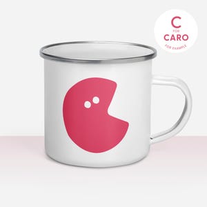 Taza Personalizada Esmalte Rosa - Carta Monstruo - Taza robusta perfecta para viajes por carretera de aventura en acampada