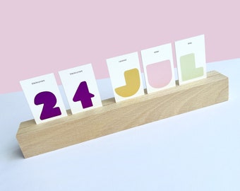 Perpetual calendar ice cream design - perpetual - table calendar for standing up - magnetic strips beech